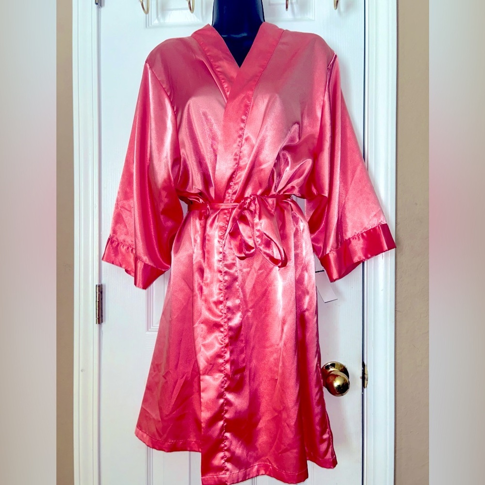 Bridesmaid Robe Pink Satin Rhinestone